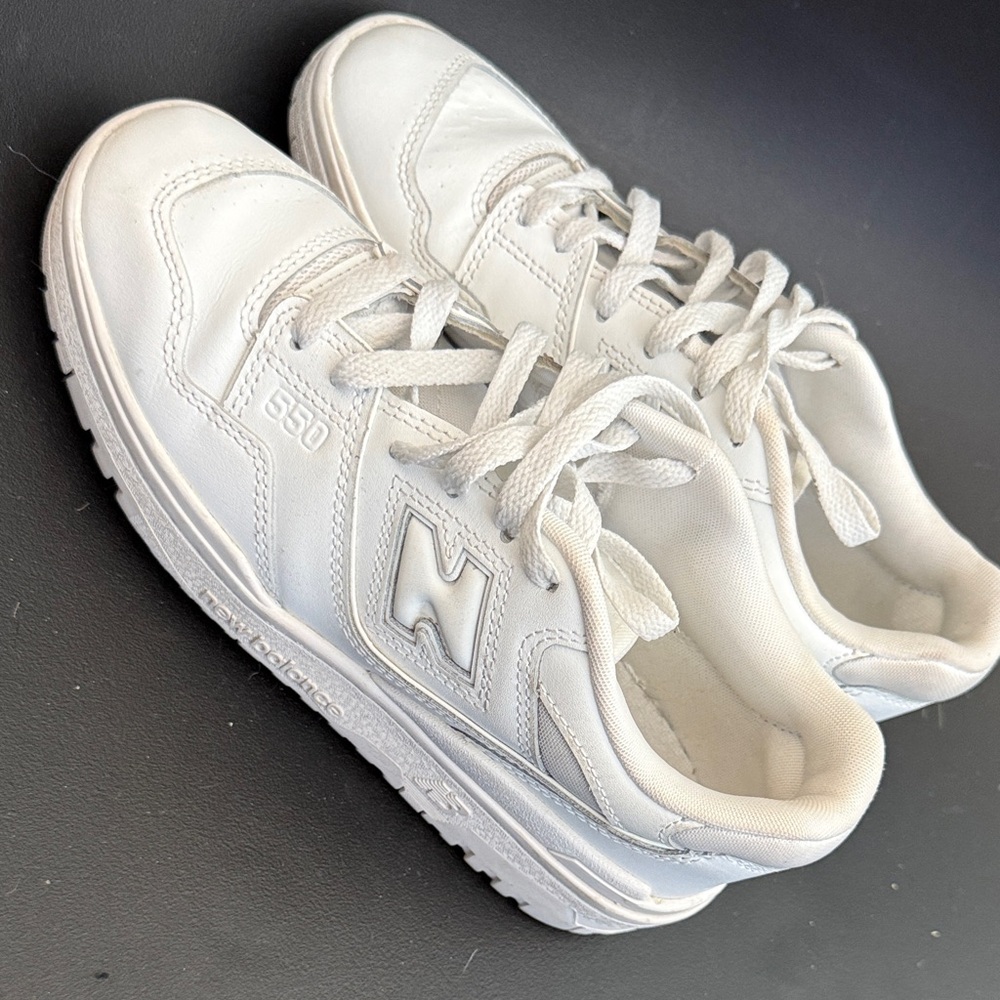 New Balance Kids White Leather 550 Sneakers